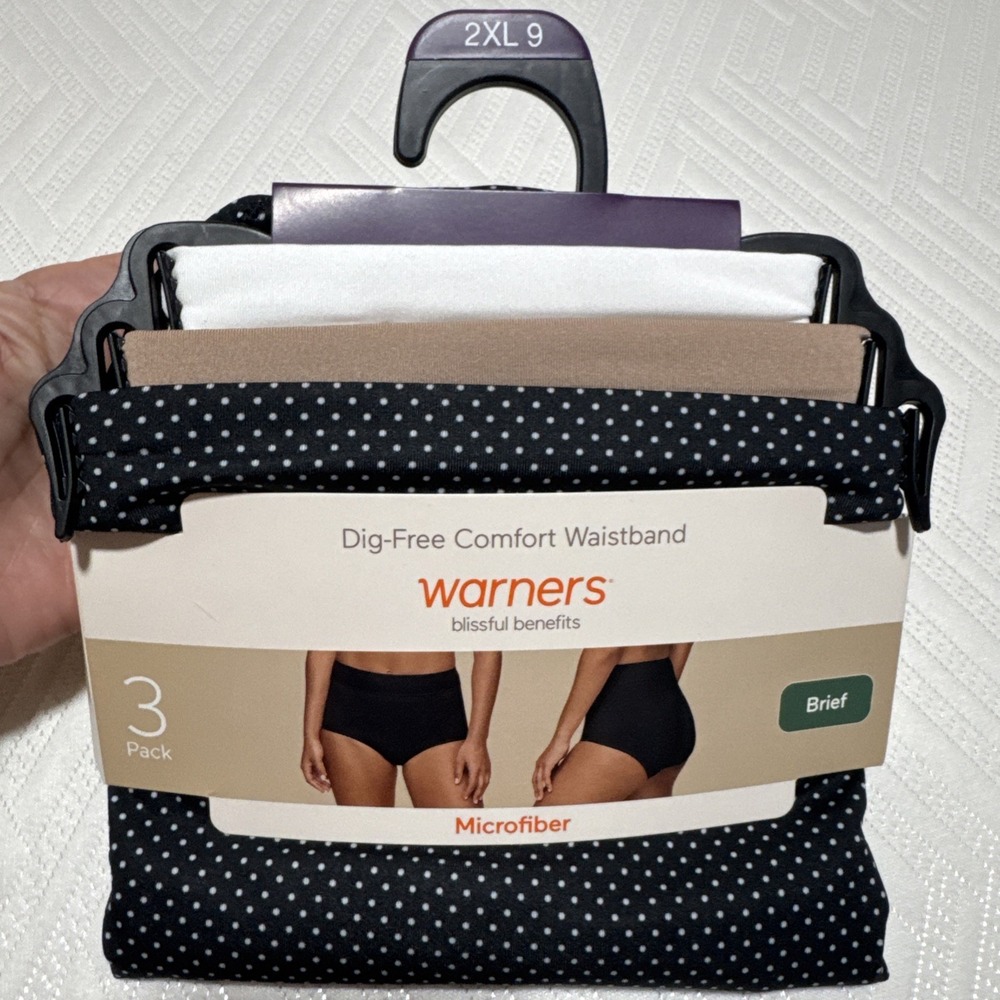 Warners 3pack 2XL Briefs Blissful Benefits Microfiber Dig Free Comfort Waistband